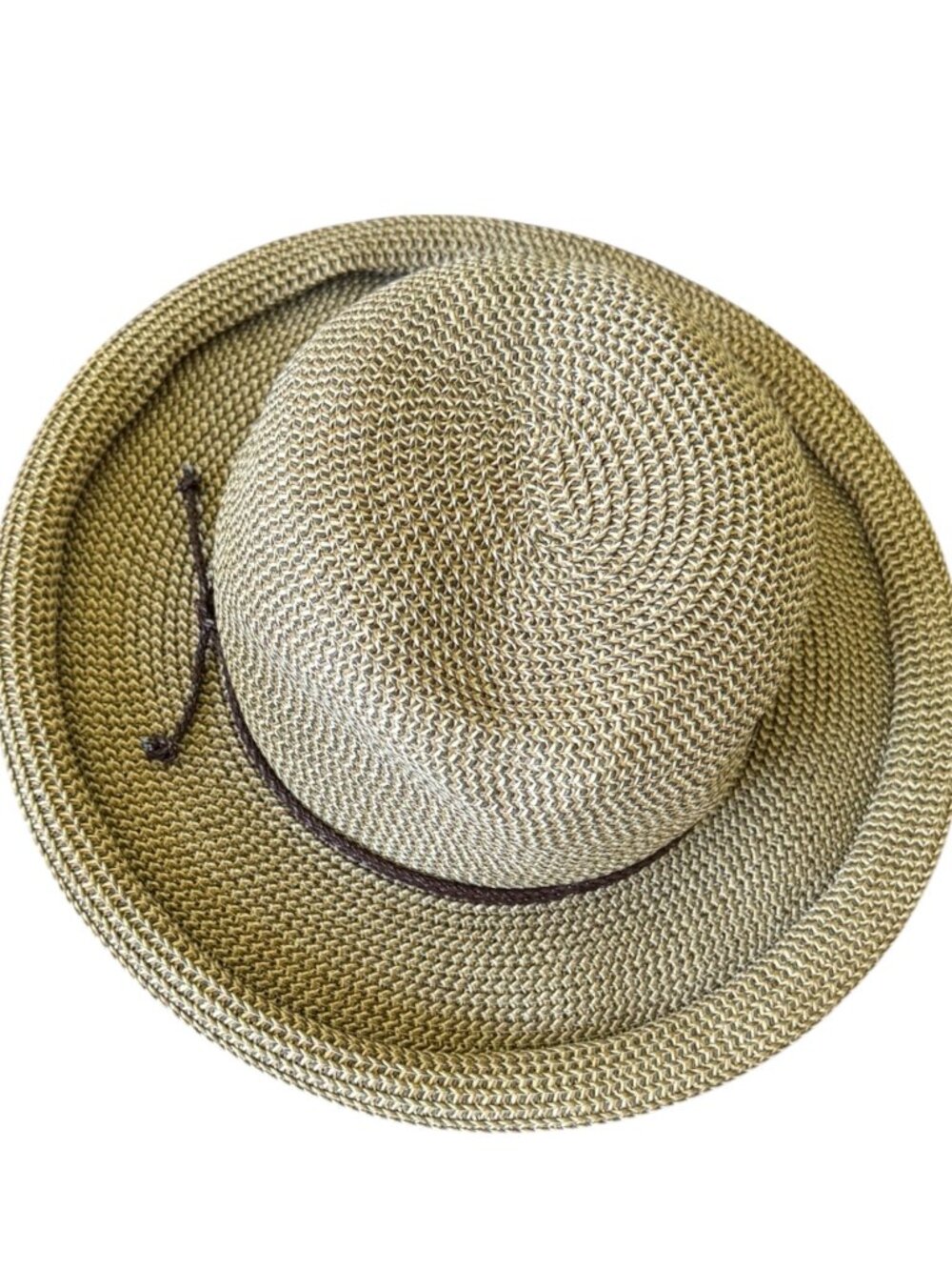 Nine West Woven Straw Sun Hat Tan Brown Wide Brim One Size